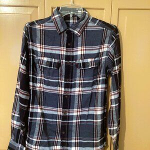 George  Blue & Maroon Plaid, Long Sleeve Flannel Shirt. Size XS- 30/32